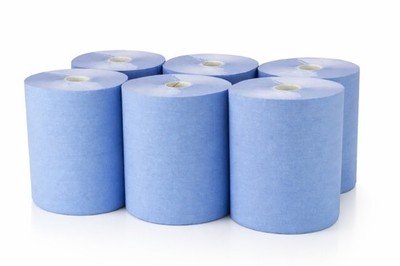 6x Handtuchrollen geeignet für Tork H1 blau 21 cm Papierrollen 2-lagig Gastro