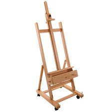 U.S. Art Supply Rocker Crank Wooden Adjustable Studio Easel, Extra Large H-Frame
