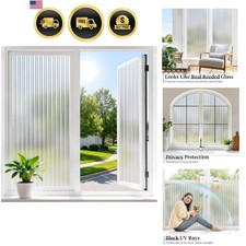 Reeded Glass Window Privacy Film, Static Cling Non-Adhesive Frosted Film, UV ...