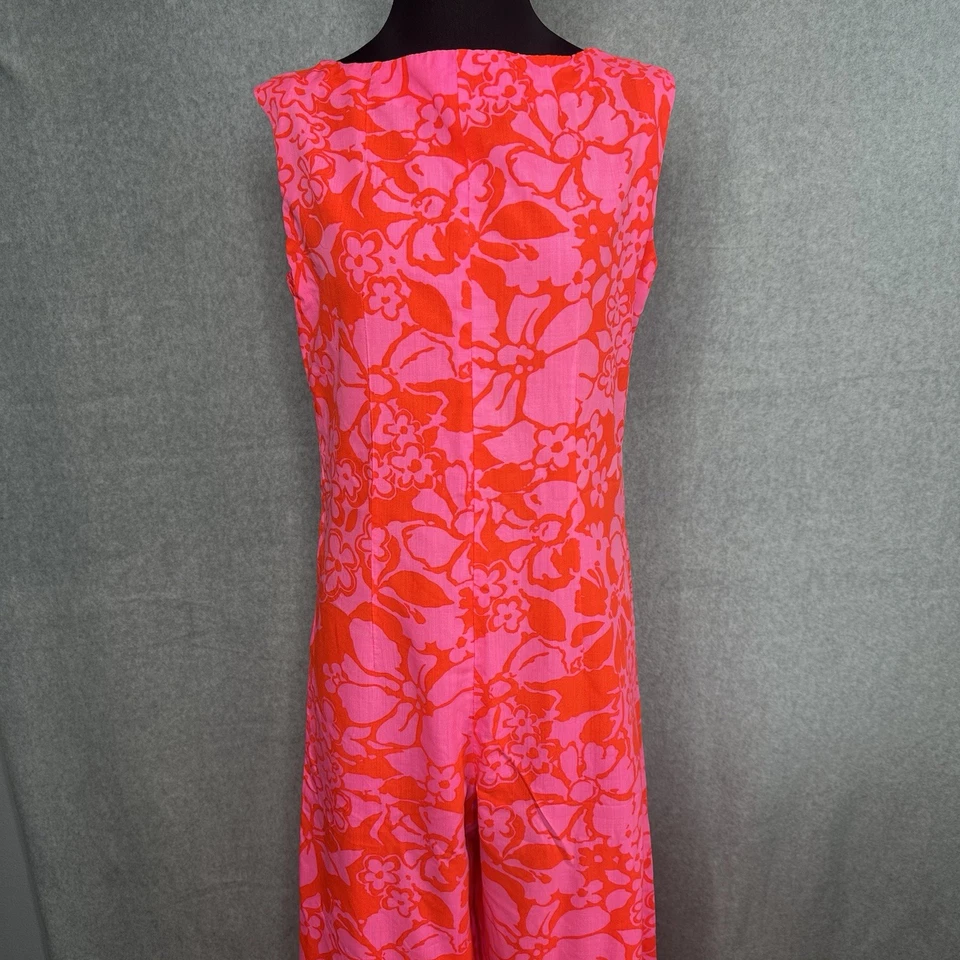 Vintage 70s Psychedelic Bright Colorful Mod Palazzo Jumpsuit Pink Orange M - Image 3 of 4