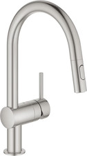 GROHE Minta – One Lever Kitchen Mixer Tap with Pull, Colour: Steel, 32321DC2