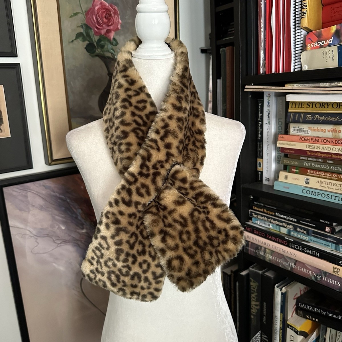 Ben Berger Vtg Y2K Womens One Size Fits All Leopard Faux Fur Pull