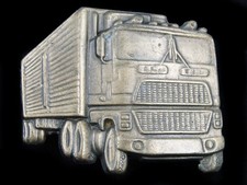 SF01131 VINTAGE 1970s CUT-OUT  18-WHEEL SEMI-TRUCK  BRASSTONE BELT BUCKLE