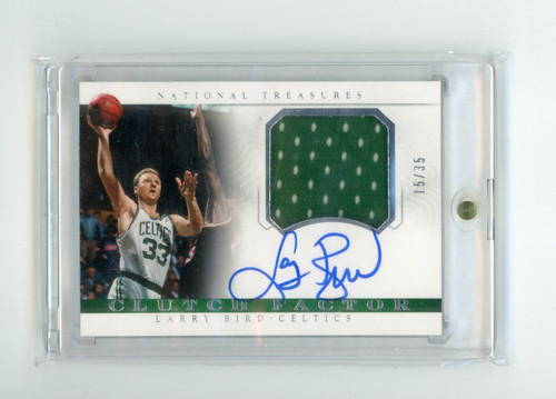 2014-15 National Treasures Larry Bird Clutch Factor Patch Auto /35