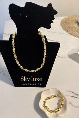 Gold Beaded Necklace & Bracelet Set   Elegant Statement Jewelry | Sky Luxe