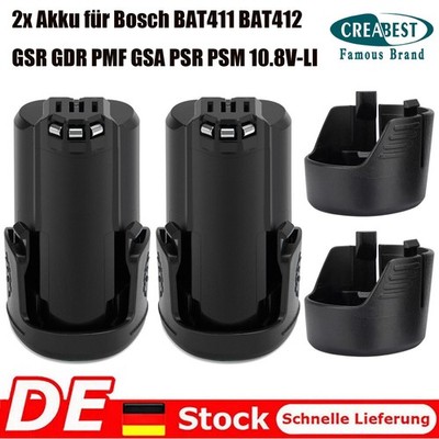 2x Akku Für Bosch 3.0Ah 10.8V Li-ion BAT411 BAT412 GSR GDR PMF GSA PSR 10.8V-LI