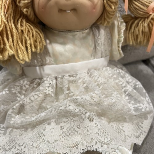 Vintage Cabbage Patch Kids Doll Tooth Glasses Blonde Lace Dress Coleco - Afbeelding 6 van 15