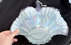 Fenton Art Glass 100 Year Anniversary French Opalescent Basket w/ Violet Crest