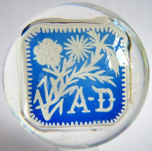 Paperweight VAL ST. LAMBERT ANTIQUE Meadow Flowers, Monogram A.D.