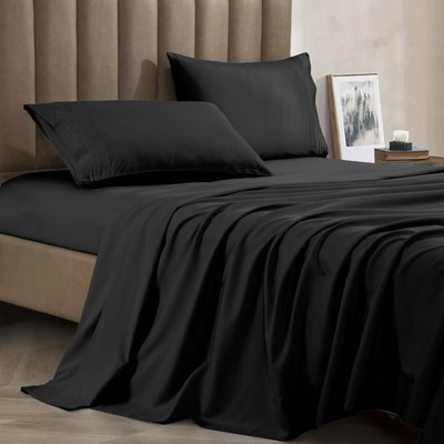 CELINE LINEN Premium 1800 Hotel Quality Wrinkle-Resistant 4-Piece Twin, Black