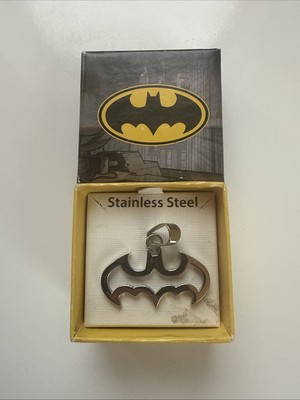 Orig. vintage retro Batman Anhänger Charm Halskette DC Stainless Steel 