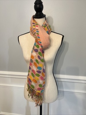 Pink Women s Scarf Multicolored Leaves Pattern Floral Whimsical