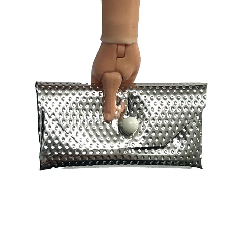 Vintage 1960's Barbie Fashion CLONE Silver Dimpled Clutch Purse ~ EXC