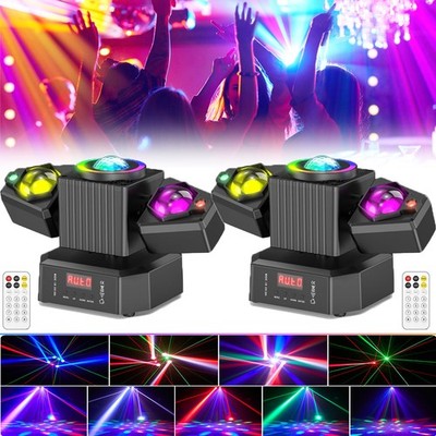 2PCS Laser Light RGBW LED Moving Head Disco Stage Lighting Beam DMX512 Party DJ