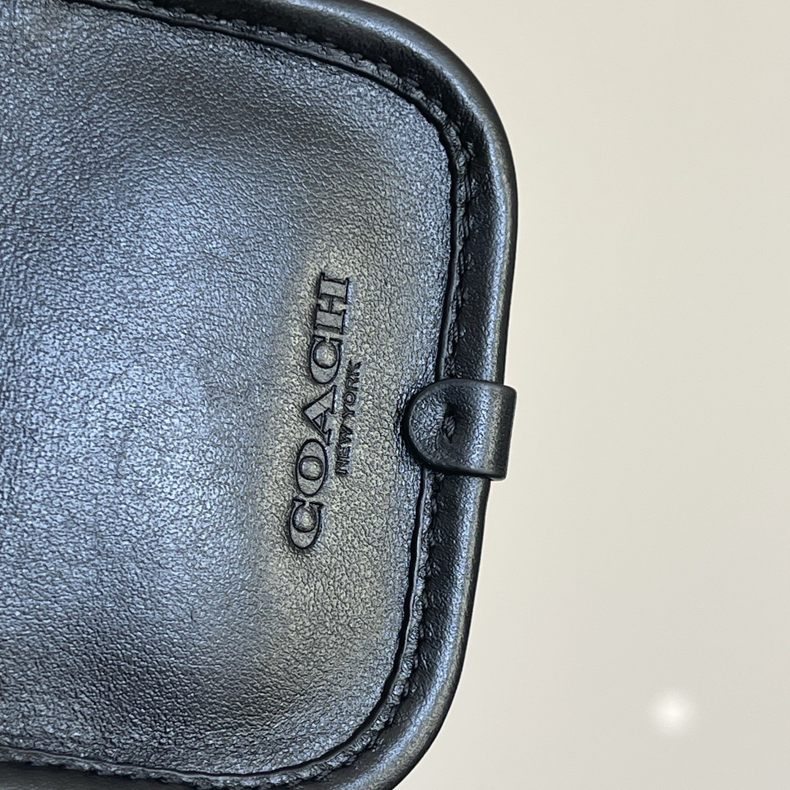 Coach Heritage Turnlock Bag Charm Key Fob Black Leather C3163 VGC