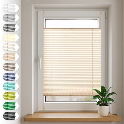 Plissee beige 100 x 160cm Easyfix verspannt Plisseerollo Tür Fenster Faltrollo