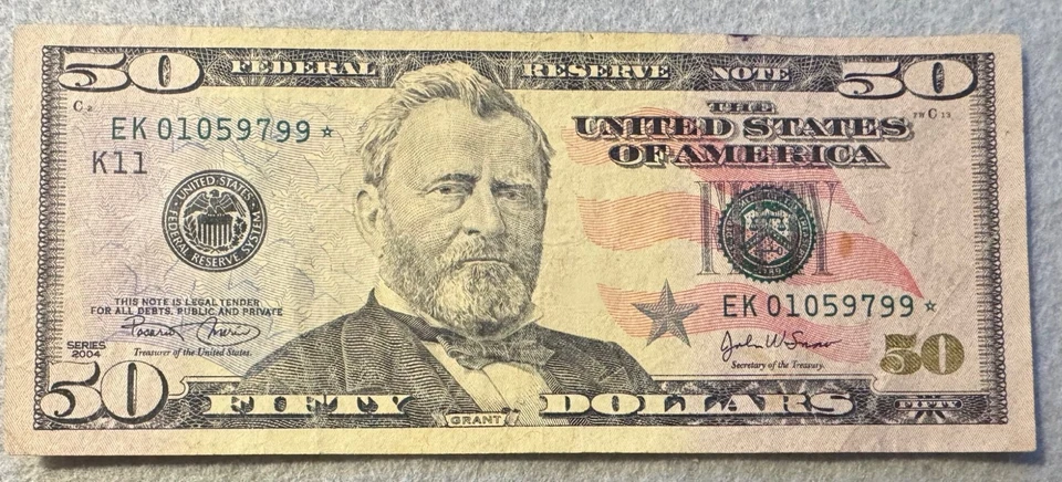 2004 - $50 Slight Ink Error on Reverse - Image 2 of 2