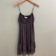 American Eagle Outfitters Y2K Babydoll Dress Womens 6 Purple Floral Ruffle Tier