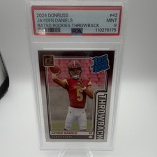 2024 Panini Donruss Rated Rookies Throwback Jayden Daniels #43 PSA 9 Commanders