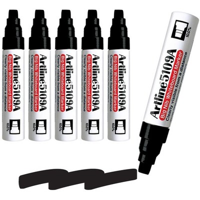 Artline 5109A Big Nib Extra Large Jumbo Dry Erase Whiteboard Markers (BLACK, Pac