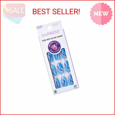 KISS Impress No Glue Mani 30 Pcs Press on Nails, Medium Coffin Design Nail, Dyna