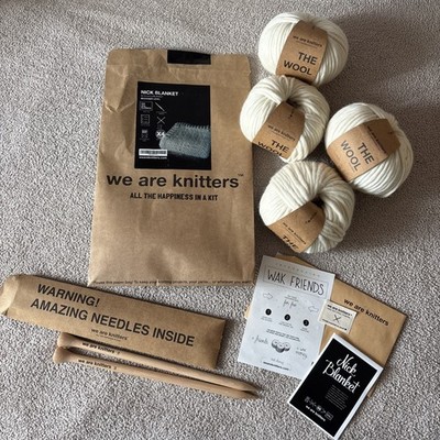 We Are Knitters Beginner Nick Blanket Wool Natural Cream NEW OPEN BOX