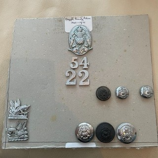 Argyll County Constabulary Collars Buttons & Cap Badge British Police