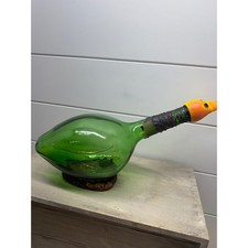 Vintage Italian Green Glass Duck Decanter Novelty Figural Bottle Made in Italy