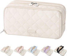 Cute Pencil Case for Girls Kids Soft Quilted Pencil Pouch Bag Organizer  with 3