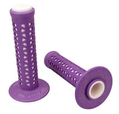AME old school BMX Unitron bicycle grips - MAGENTA PURPLE over WHITE