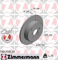 2X Zimmermann Bremsscheibe Hinterachse FüR Toyota