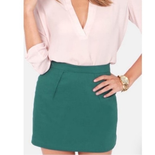 J Crew Wool Blend Teal Mini Skirt Sz O
