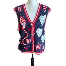 Eagle's Eye Collectibles Sweater Vest women's Large 1996 Patriotic Americana