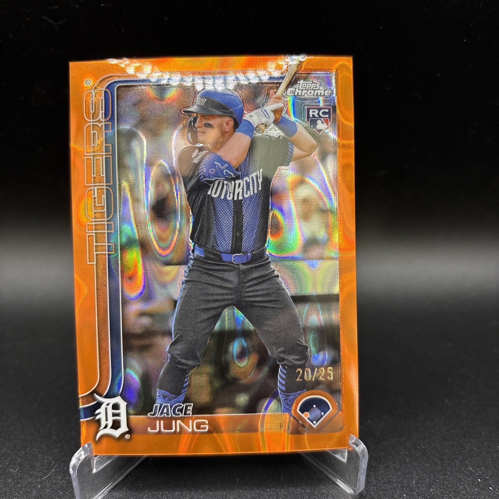 2025 Topps Chrome Orange Lava Jace Jung 20/25 Rookie Tigers