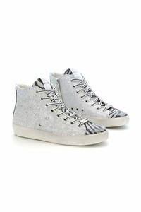 leather crown high top sneakers
