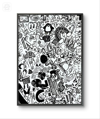 Abstrakter Original Moderner Wandbilddruck Poster Handverziert & Signiert.