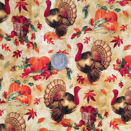 Thanksgiving Turkey Pumpkin Quilting Fabric Cotton New FQ | eBay Australia