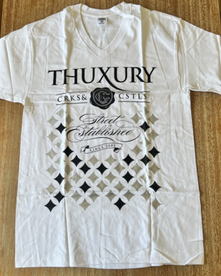 NEW Crooks & Castles T-shirt Tee Shirt White L Large V-Neck Thuxury Dead Stock