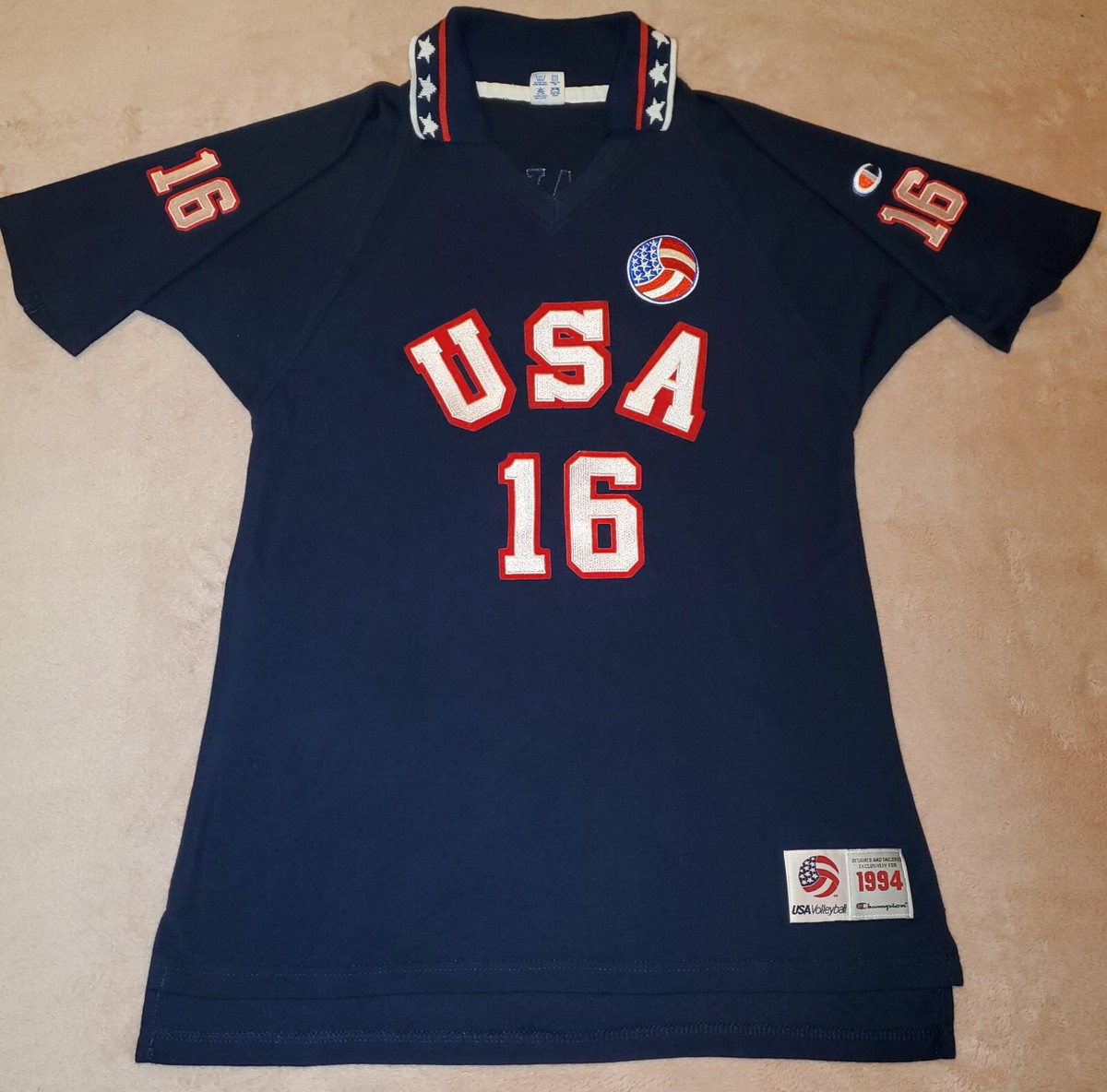 VINTAGE USA Volleyball Champion Blue Jersey #16 made in USA VERY