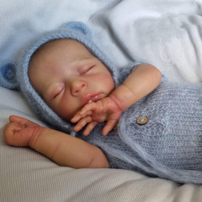 18inch Reborn Baby Doll Jude Sleeping Soft Vinyl Handmade 3D Skin Visbile Veins