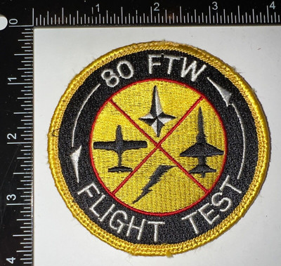 USAF US Air Force 80th Fighter Training Wing FTW Flight Test HOOK & LOOP Patch