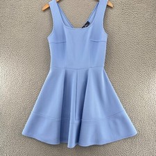 Lulus Dress Womens Large Home Before Daylight Periwinkle Blue Skater Mini Knit