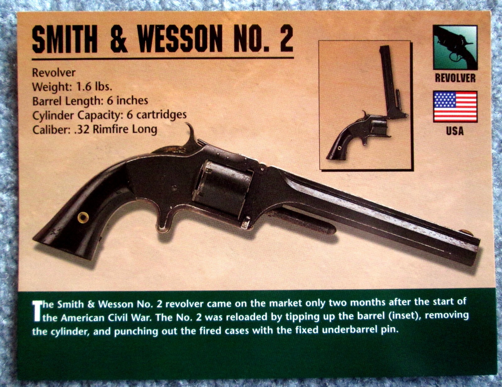 Smith & Wesson No. 2 Revolver Classic Firearms Photo Card u