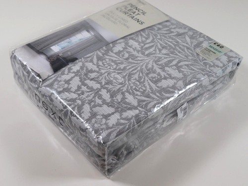 NEXT VINTAGE FLORAL JACQUARD PENCIL PLEAT LINED CURTAINS GREY 117X183CM - 46X72" - Picture 2 of 17