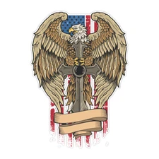 The Eagle of America with the Sword of Independence Skull Bumper Decal 5"