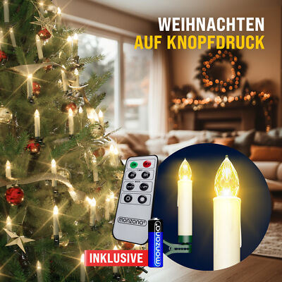 MONZANA® LED Weihnachtskerzen Christbaumkerzen Kabellos Batterie Timer Kerzen