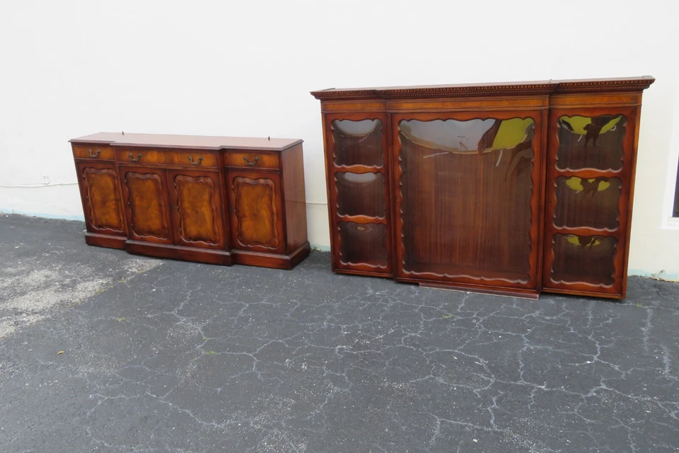 Grosfeld House Caoba 2 Piezas Frente China Vitrina con Escritorio 5285 Foto 4 de 4