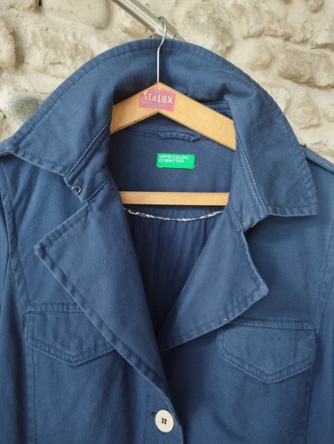 Manteau en coton Bleu United Colors Of Benetton Taille 42 Très Bon État