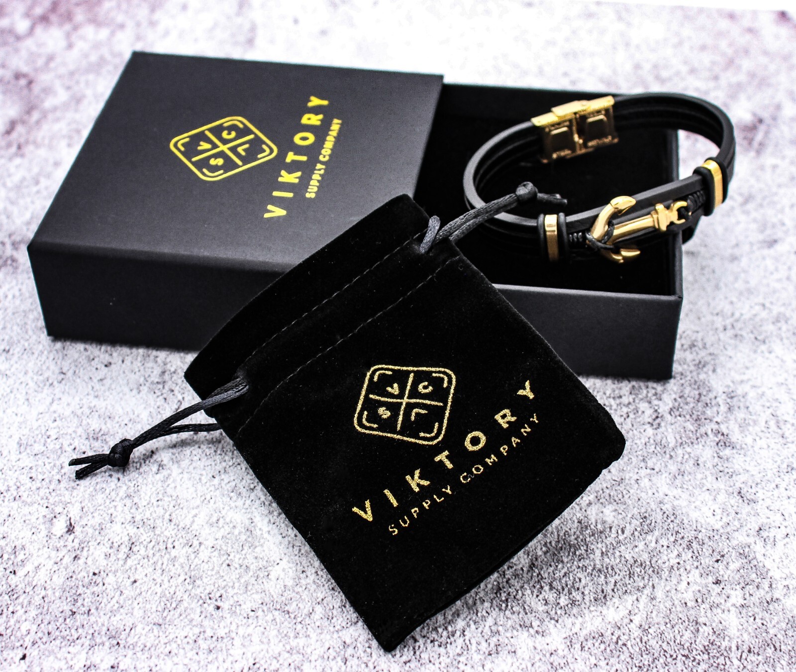 NEW - Genuine Leather Bracelet &ndash; Anchor &ndash; Gift Box and Jewelry Bag Included