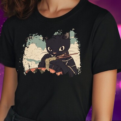 T-Shirt Frauen Ninja Katze Motiv Baumwolle Größe S bis 3XL